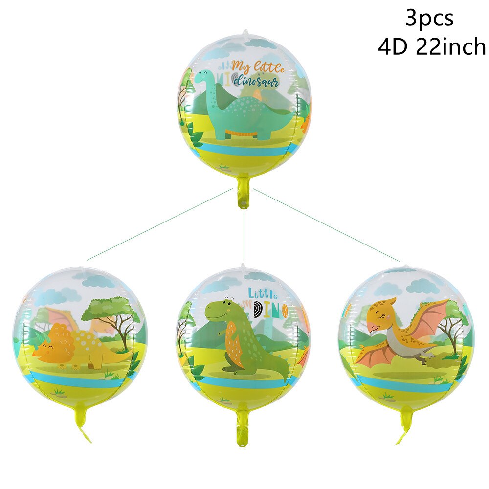 3pz 4d 22 pollici palloncini animali giungla bambino doccia bambini decorazione festa di compleanno dinosauri animali selvatici tigri Globos trasparenti: D