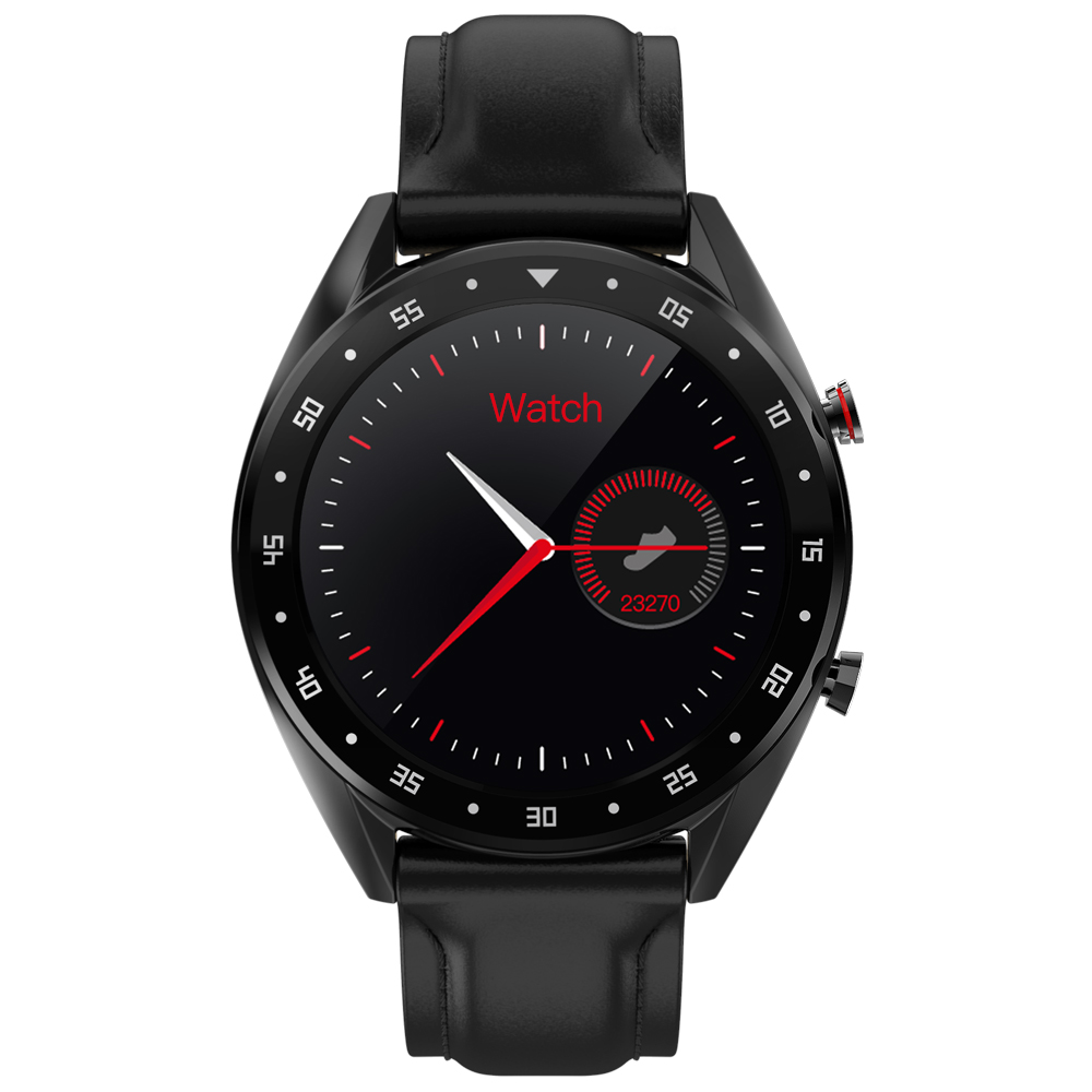 L7 montre intelligente Support appel téléphonique composeur ECG mesure de fréquence cardiaque Smartwatch étanche Ip68 montre hommes femmes Android IOS: black black leather