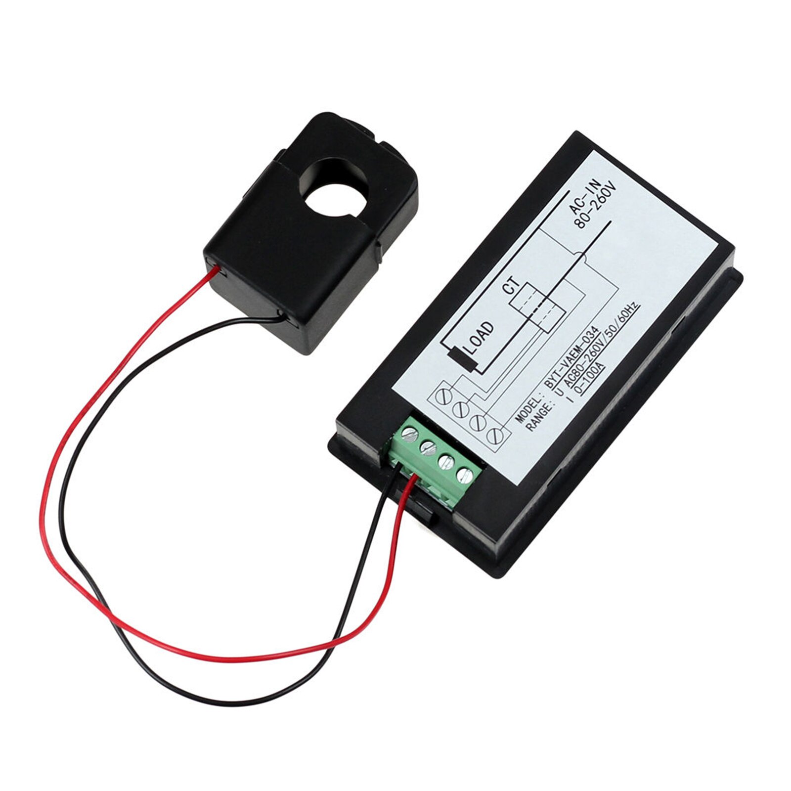 Ac 100A Digitale Power Kwh Watt Meter Volt Amp Voltmeter Amperemeter Open Close Ct