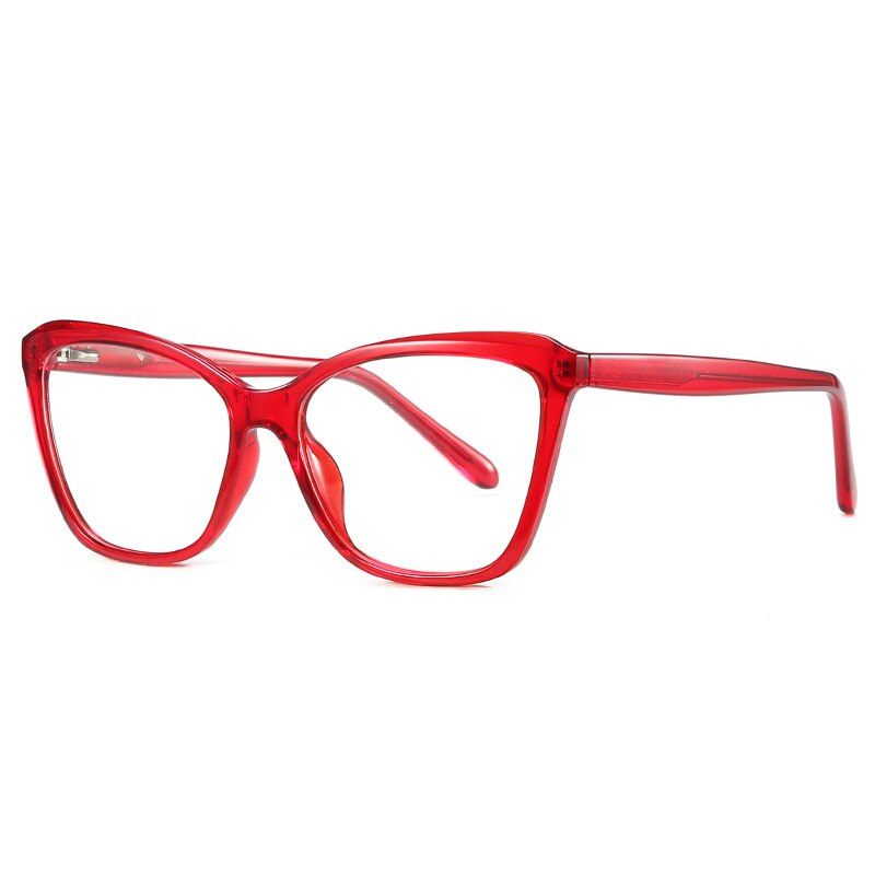 Shauna anti-blå lys cat eye brillestel kvinder mærke grå pink brille stel: Rød