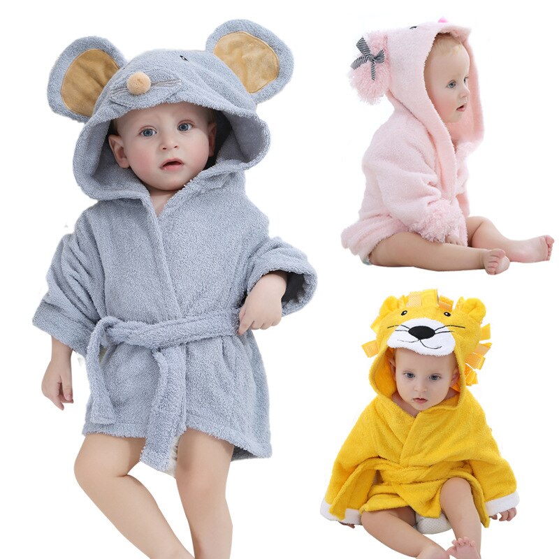 Summer Children Bathrobe With Cap Pure Cotton Towel Material Cute Baby Pajamas Cloak Comfortable Convenient Leisure Wear