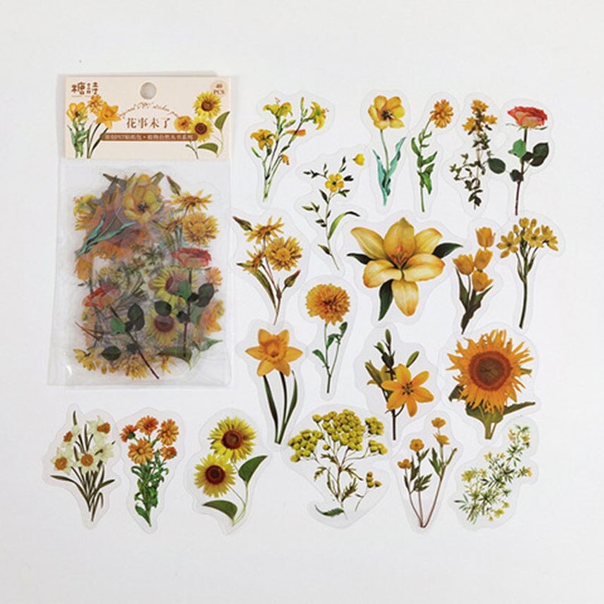 Nature Plant Stickers Series PET Scrapbooking Diary Album Planner Stickers School Stationery Hand Made Material Craft Decorative: E