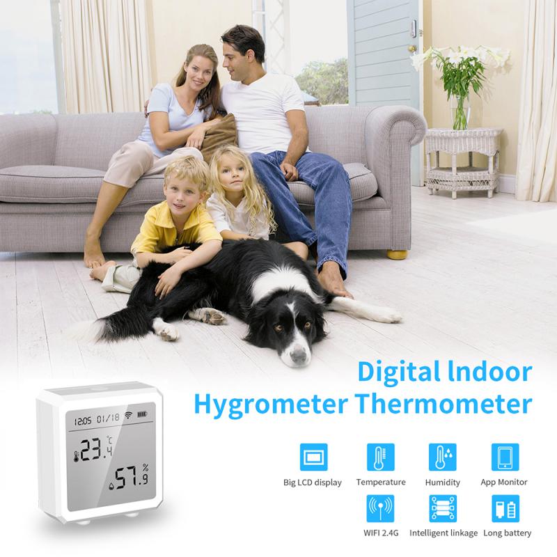 Wifi+Bluetooth Tuya Smart Temperature And Humidity Sensor Can Be Connected To Hotspots, With Alarm Function, Support Smart Life