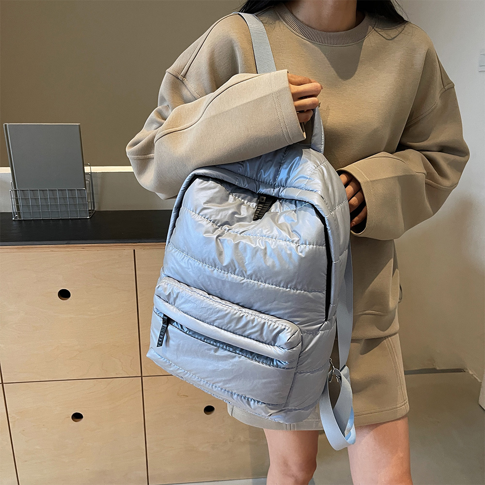 Stevige Dons Knapzak Met Grote Capaciteit Gewatteerde Rugzak Tienerstudent Schooltas Met Meerdere Zakken Puffer Katoenen Veelzijdige Boekentas