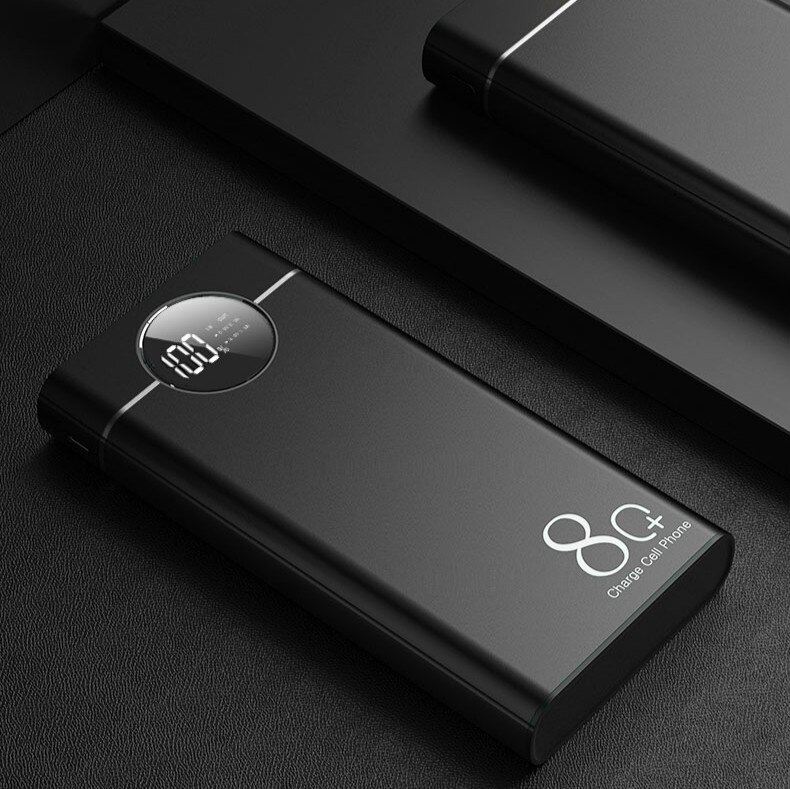 Batterie de puissance 80000mah Portable charge rapide grande capacité batterie externe Double USB pour Iphone Xiaomi Samsung: Black