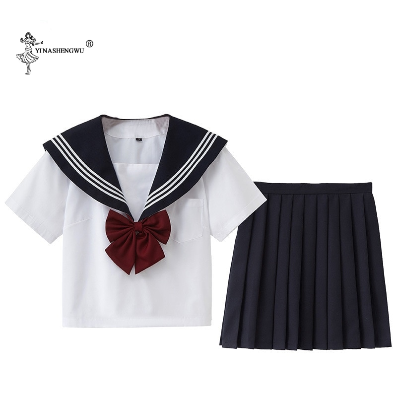Uniformes escolares de manga corta para estudiantes, uniforme JK de Japón y Corea del Sur, traje de marinero para niños y niñas de escuela secundaria