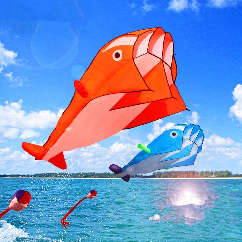 grand cerf-volant doux dauphin cerf-volant en plein air jouets volants ripstop tissu en nylon cerf volant poisson ligne unique cerf-volant puissance