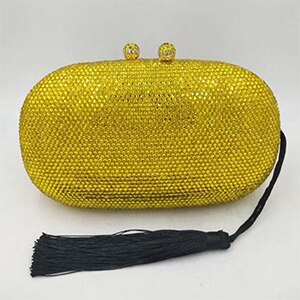 Bolso de noche naranja con cristales para mujer, con borlas bolso de mano, bolsos con diamantes para mujer, bolsos de , bandolera mensajero en 14 colores: Yellow