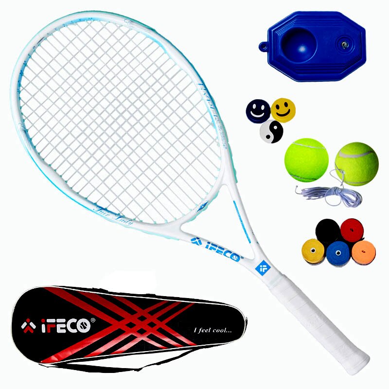 2021 profissional raquete de tênis fibra carbono para jovens adultos avançados raquetes absorção choque lidar com dispositivo treinamento: Blue