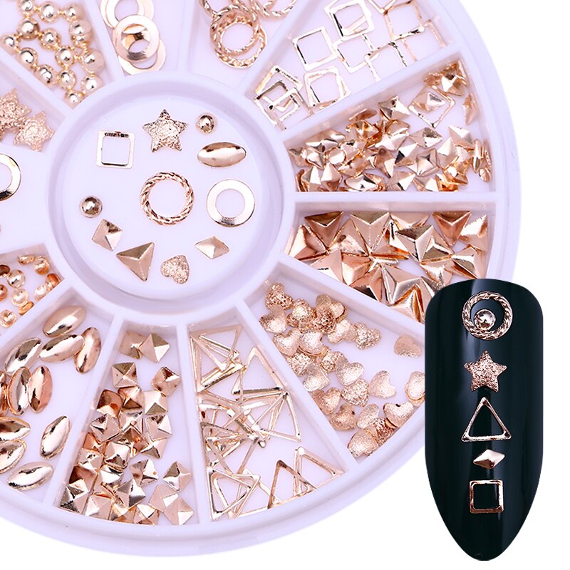 Geometrie Nagel Nieten Niet Rose Gold Quadrat Sterne gemischt Nagel Kunst 3D Dekoration in Rad Nagel Kunst Zubehör Werkzeug