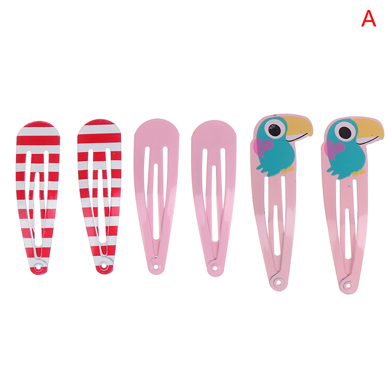 6PCS Candy Kleur Mooie Cartoon Dieren Type Metalen Meisjes Haarspelden Haar Clip Kinderen Hoofddeksels Kinderen Accessoires Baby BB Clips: A