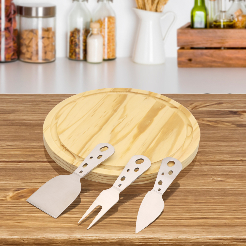 Jaswehome-Juego de cuchillos y tablas para queso, Kit de utensilios de madera para cortar y rebanar, utensilios de cocina, 4 Uds.