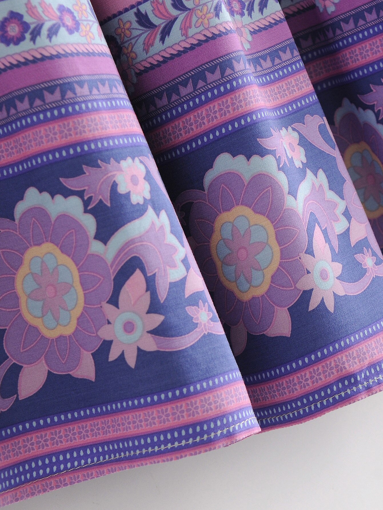 Vintage chic hippie kvinder strand boheme lilla nederdel med blomsterprint høj elastisk talje a-line boho maxi nederdel femme
