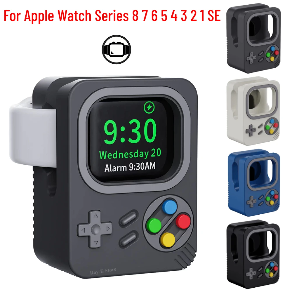 Silicone Charger StandFor Apple Watch 8 7 6 5 4 3 SE 45MM Charging Dock Holder Game Console Bracket Base