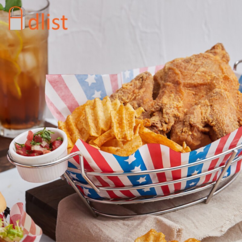 Stainless Steel French Fries Serving Basket Bread Fast Food Tray Holder Hamburger Stand Chicken Snack Storage Hotel Tableware