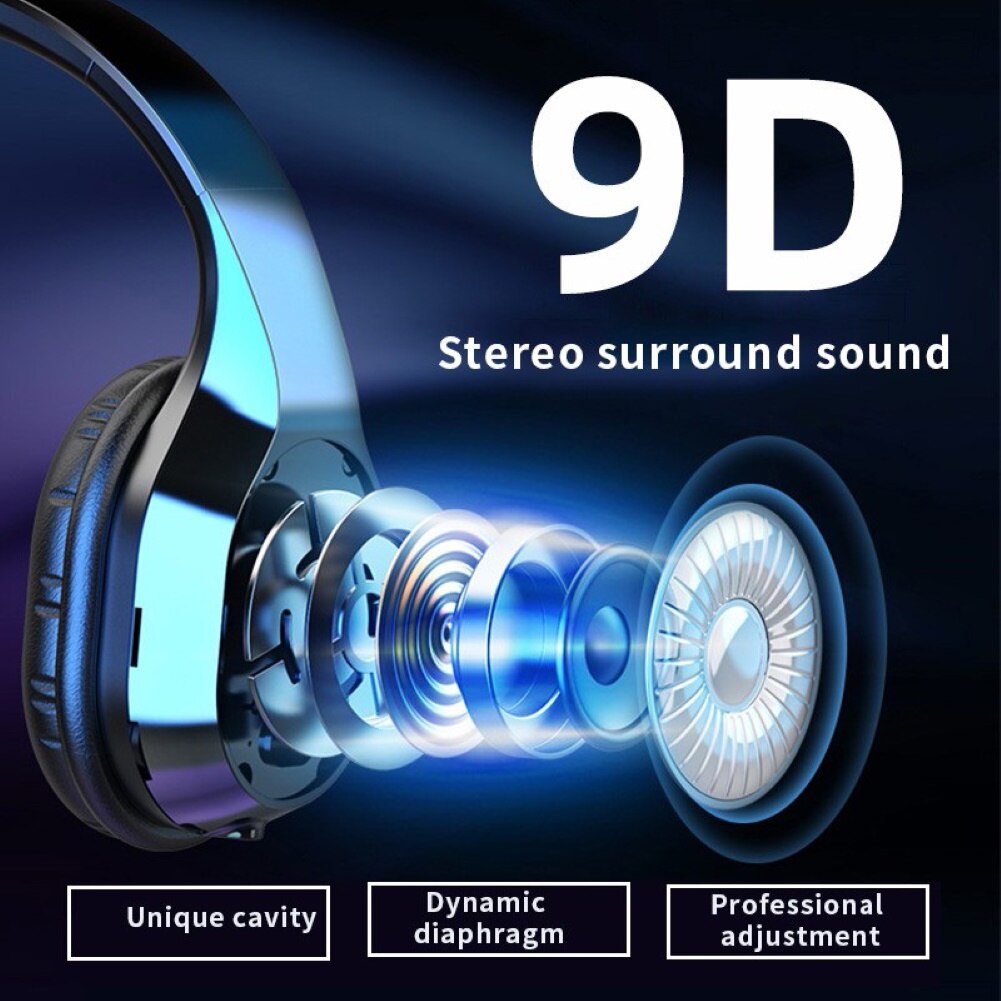 Folding Wireless TF Card Bluetooth 5.0 Stereo Music Headphone Sports Headset