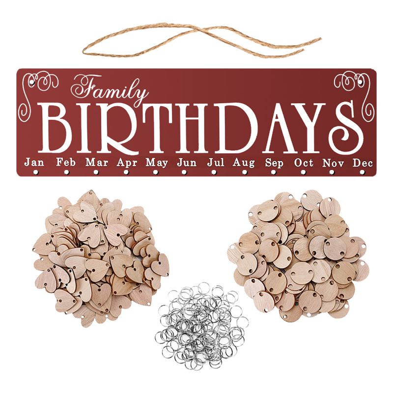 Home Advent Calendars Wood Birthday Reminder Board Birch Plaque Sign Family Friends DIY Hanging Calendar Date Mark Home Decor: 4