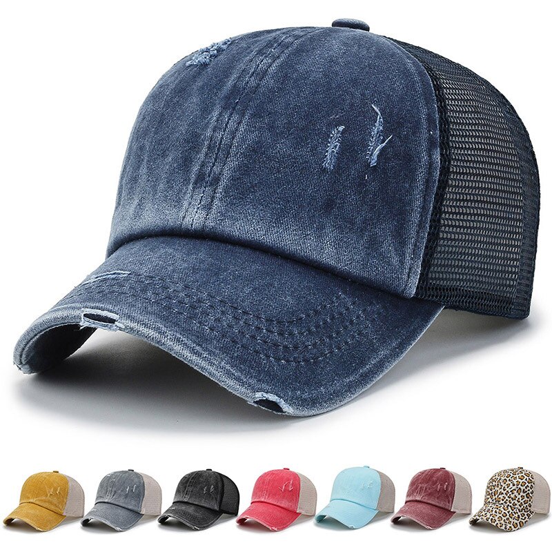 Gorra de béisbol de malla negra para mujer, sombrero de camionero, Snapback Vintage, tamaño ajustable