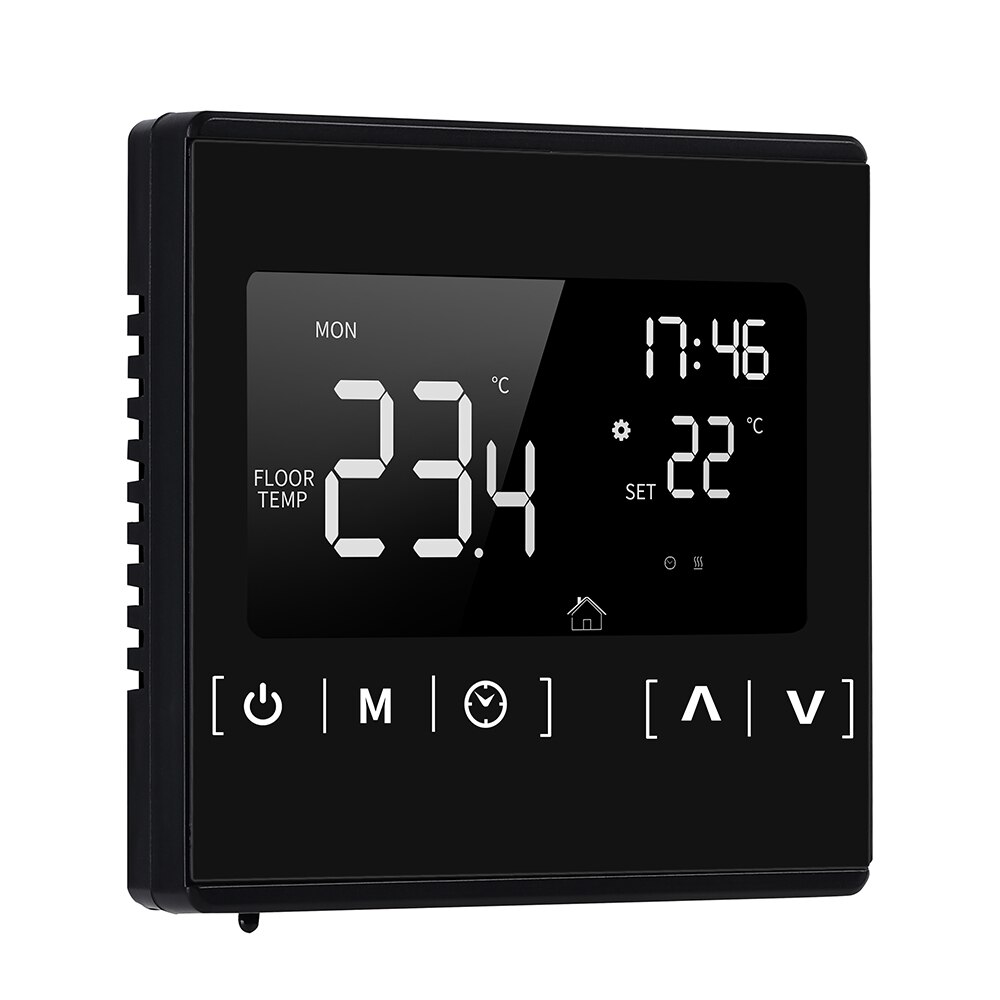 110V 120V 220V Programmable Temperature Controller Warm Floor WiFi Thermostat with Sensor: MH1823D Black