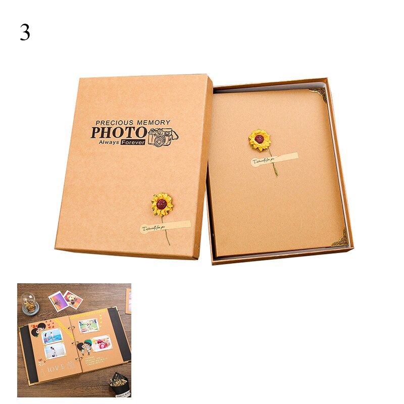 DIY Viscose Photo Album Vintage Sun Flower Photo Album Kraft Paper Photo Album Sticky Photo Album Durable Retro home Photo Album: 3