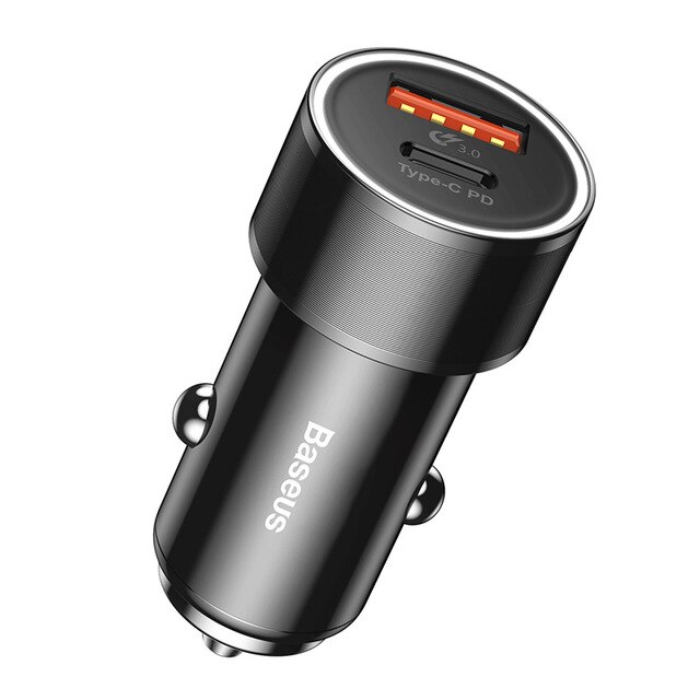 Baseus Auto Telefon Ladegerät USB schnell aufladen für iPhone X 8 8P Huawei Schnelle Ladegerät Adapter Buchse 36W typ-C PD Auto Auto Ladung: Ursprünglich Titel