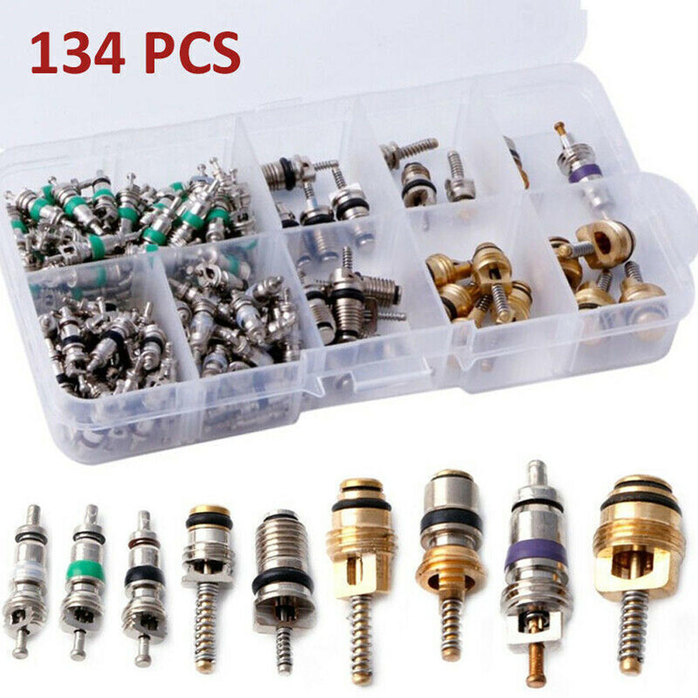 102Pcs Auto Klimaanlage Ventilkerne Sortiment A/C AC Shrader Ventil Core & Werkzeug R134 R12 HVAC ventil Kit Auto Zubehör: Gold