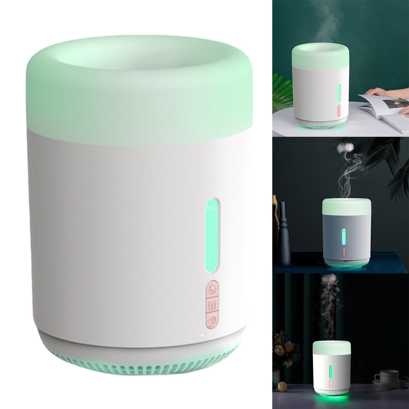 USB Humidifier Aroma Diffuser Cool Mist Maker with Light Anti-slip: White