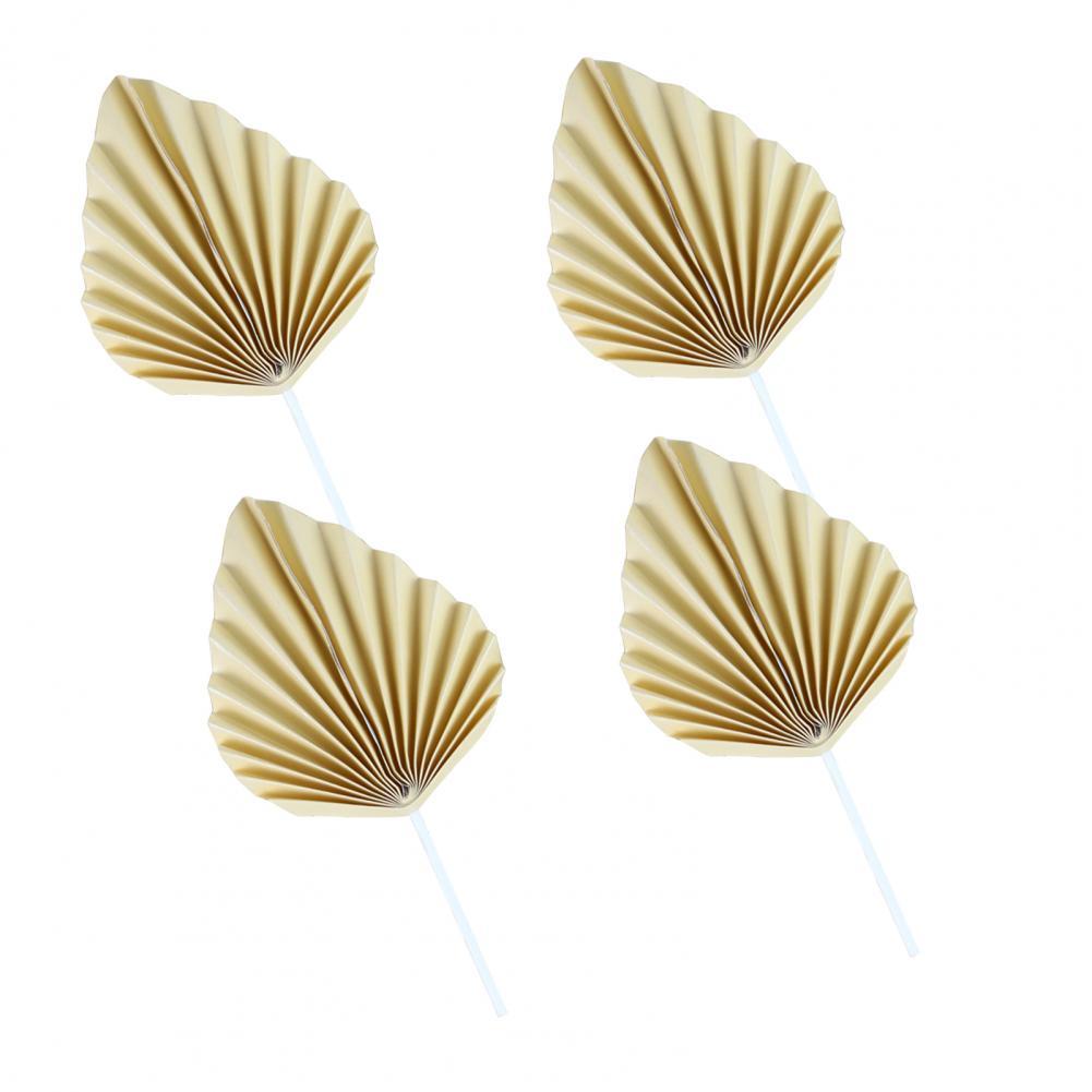 4 Set Nuttig Soft Touch 5 Kleuren Topper Decor Mini Imitatie Palm Bladeren Taart Decoratie Partij Levert Taart Decoratie:  Beige S