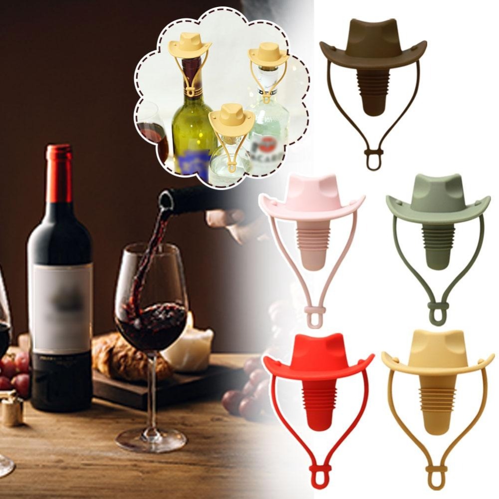 Cowboy Hat Shape Wine Bottle Stopper Reusable Leak Proof Silicone Champagne Bottle Stopper Wine Bottle Cap for Bar