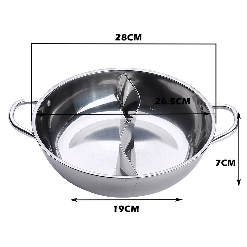 28cm Heißer Topf Single-schicht Suppe Twin Unterteilt Fondue Edelstahl Kochen Topf für Induktion Herd Gasherd kompatibel Topf