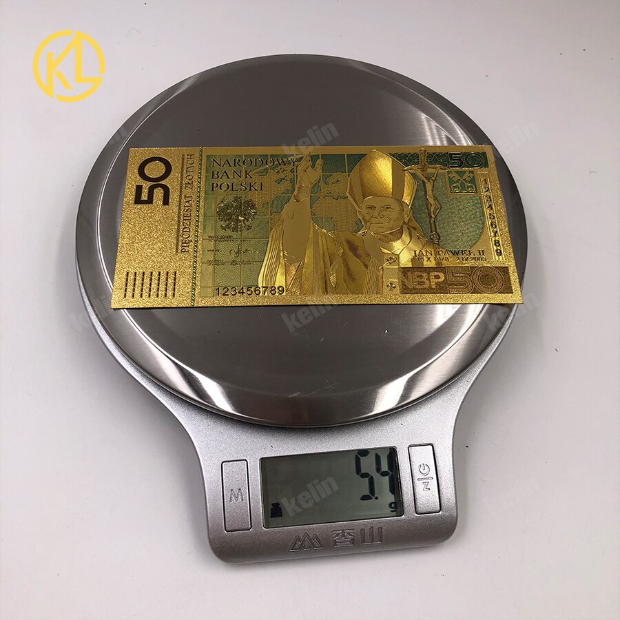 10Stck 50 PLN ZLOTY Polen Gold Farbe Banknote PAPST JOHANNES paul II Für sammlung 999 Gold für Souvenir sammlung