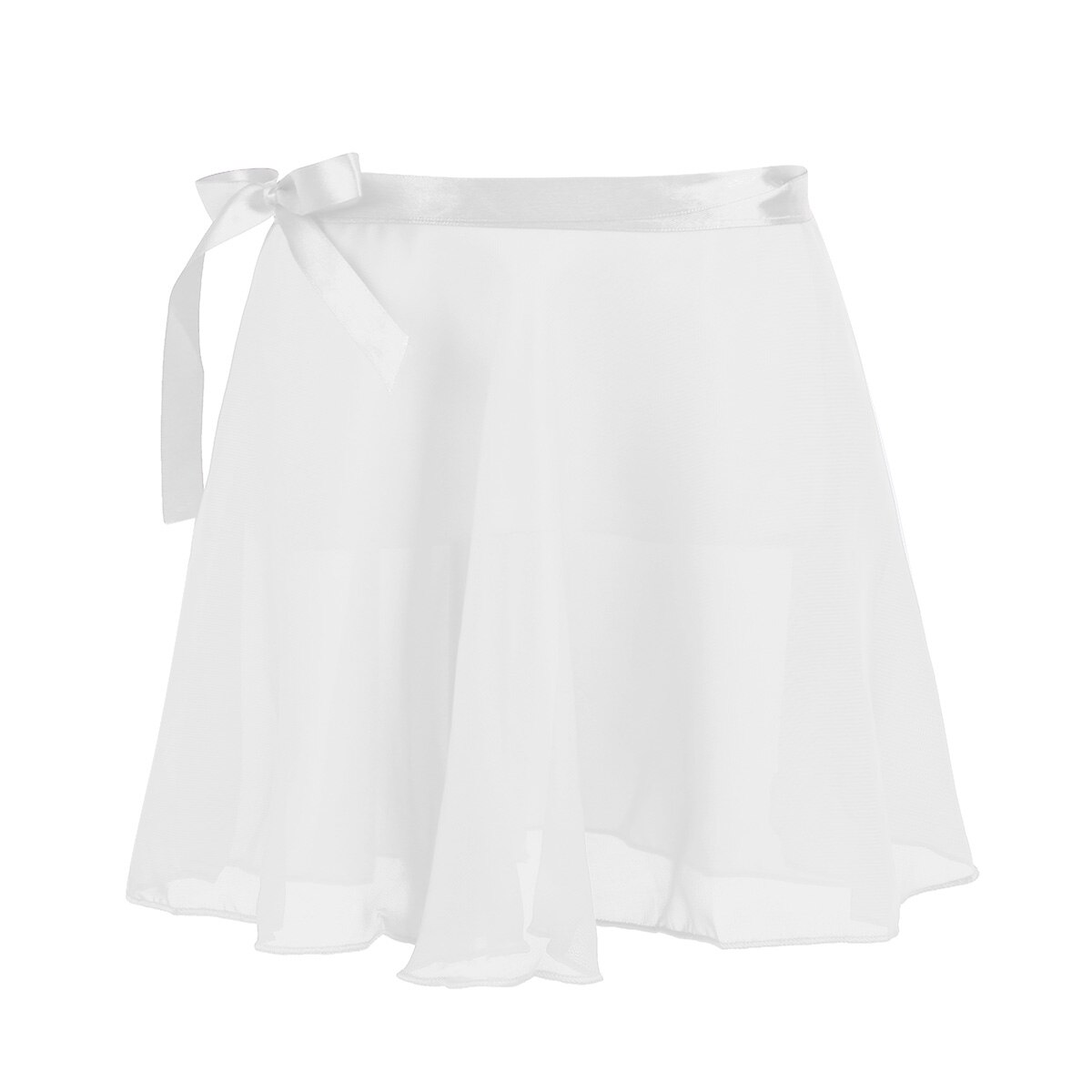Kids Girls Ballet Dance Skirts Bottom Basic Classic Chiffon Mini Pull-On Wrap Skirt with Waist Tie Performance Costume Dress-up: White / L