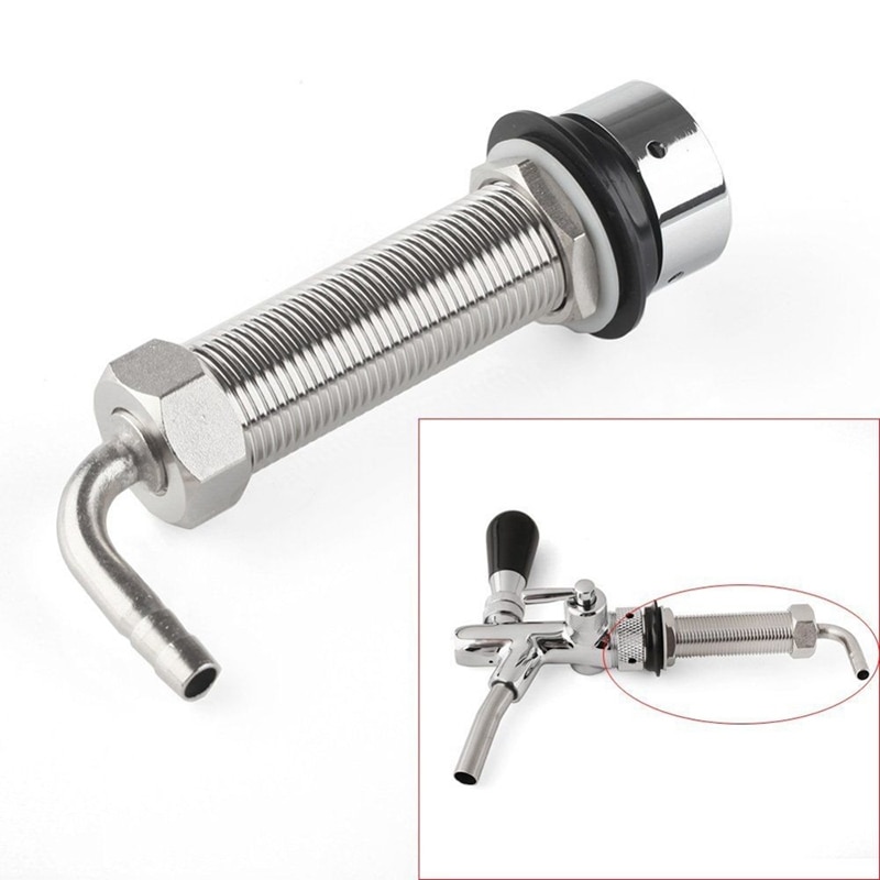 92.5mm Stainless Steel Elbow Shank Beer Tap Draft Beer Faucet Accessories with Diameter 8mm for Beer Keg