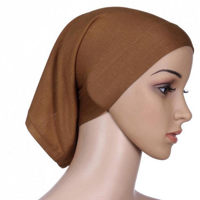 Djgrster stretchbar hijab undersjal keps sjal muslim islim halsduk inre pannband hijab polyester fiber 15 färger: Kaffe