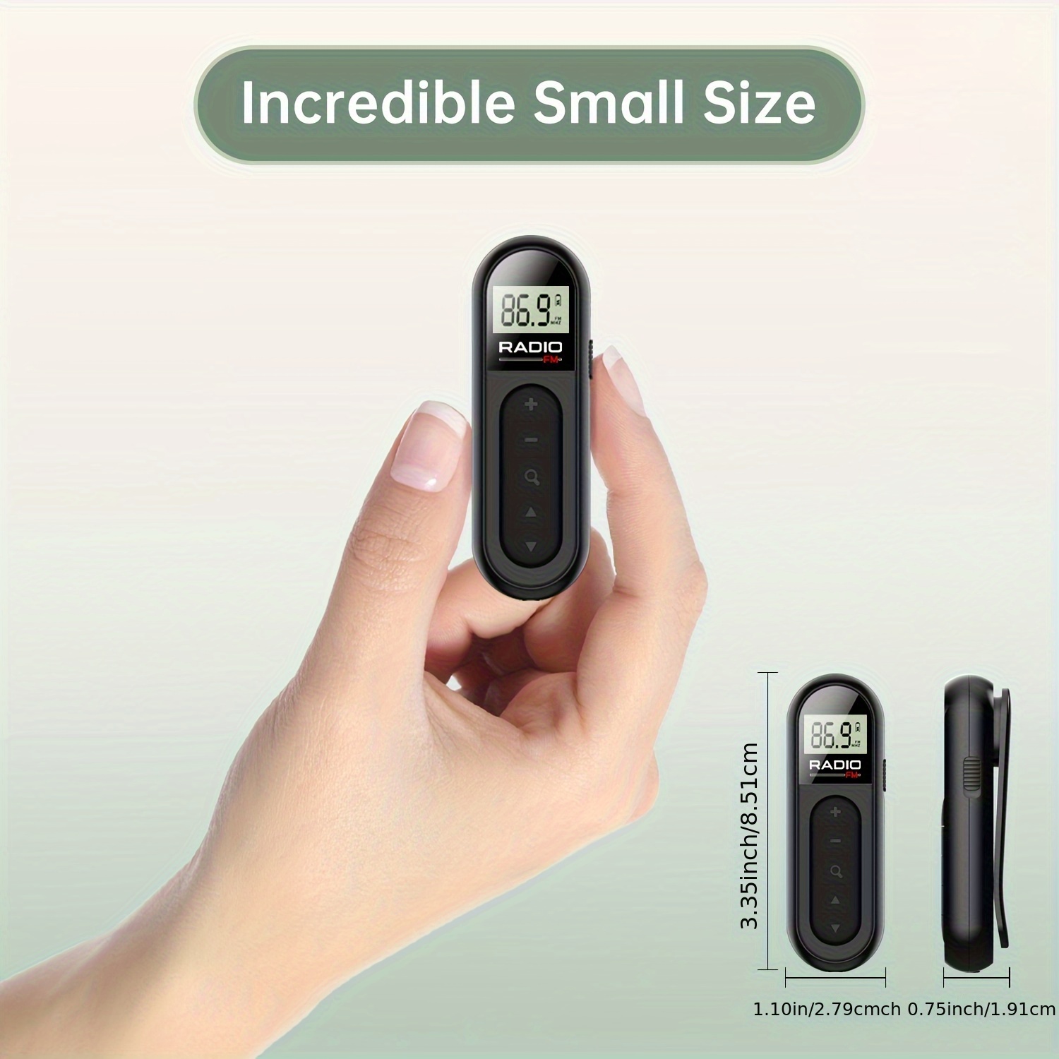 Mini Pocket FM Radio Portable Radio Receiver With Backlight LCD Display 3.5mm Headphone Receiving Antenna Type-c Charging