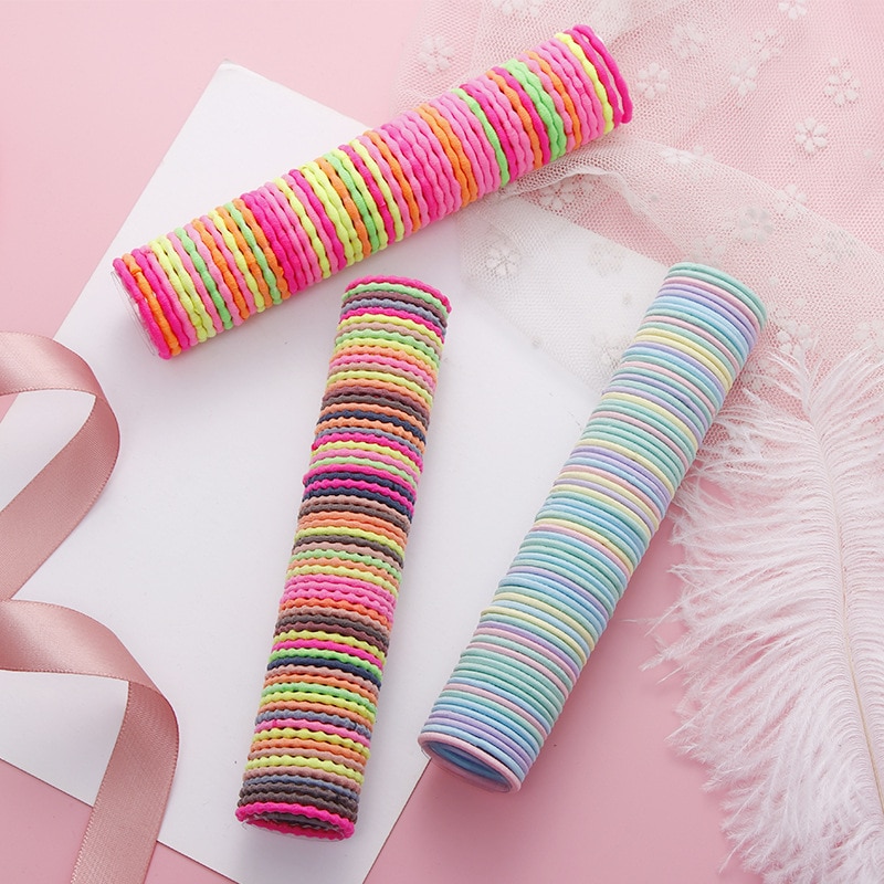 LEDAO 50 unids/paquete de bonitas bandas de goma elásticas para niños, bandas para el pelo de 3cm de colores para niñas, accesorios para el pelo para accesorio para el pelo