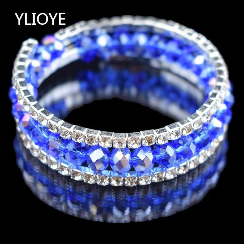 Rhinestone Crystal Silver Plated Bracelets For Women Red/Black/Blue/Multicolor /Yellow/Green/White Bracelets & Bangles