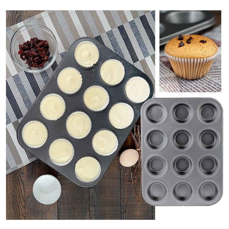 6Pcs Bakeware Set Nonstick Carbon Steel Baking Bread Pan Cookies Sheet Layered Cake 12-Cup Muffin Round and Square Baking Pan