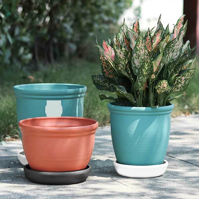 Platillos de plástico para jardín, Base de bandeja de agua para interior y exterior, 10 piezas