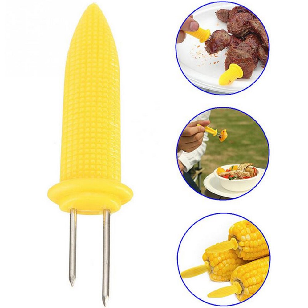 20Pcs Stainless steel Corn Skewers Prongs Dog Meat Forks Jumbo Corn On the Cob holders Set BBQ Corn Dish Plate Fork BBQTool