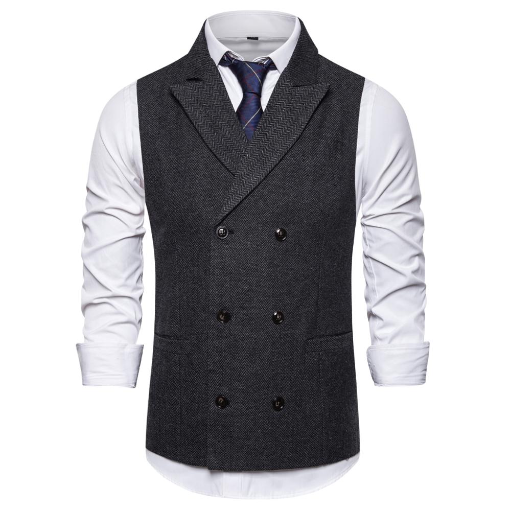 Men's Classic Slim Fit Chain Vest Brand Double Breasted Vest Waistcoat Men Wedding Business Casual Tuxedo Vests Gilet