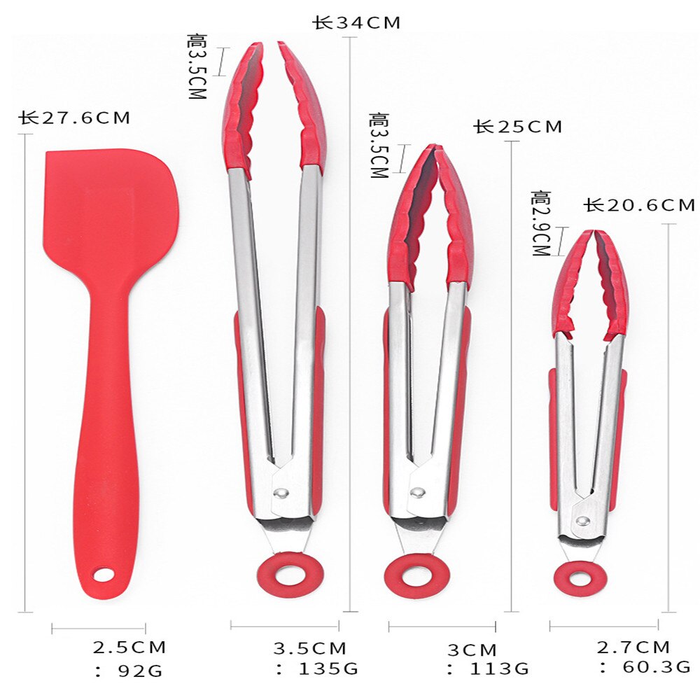 Stainless steel Silicone Kitchen Tongs Clip Salad Bread Cooking Food Serving Tongs Restaurant Food Folder Kitchen Tools