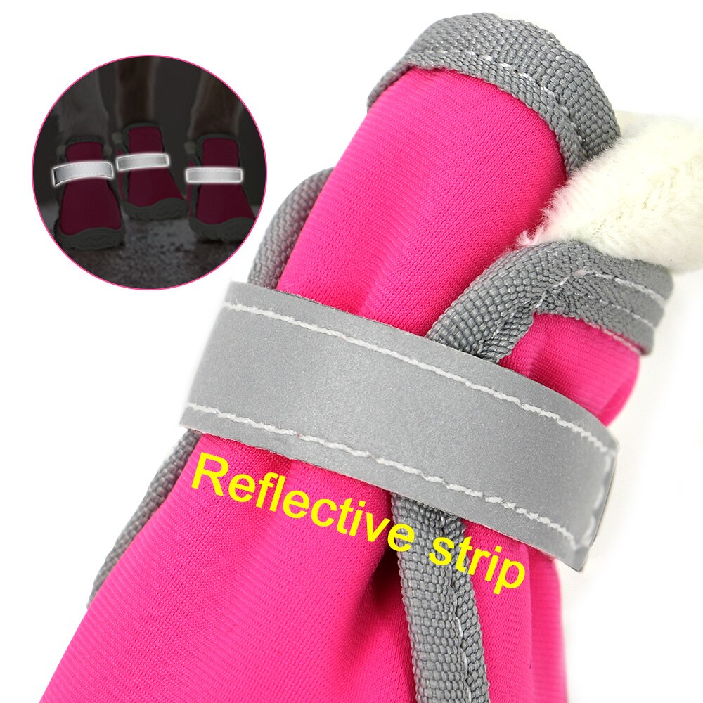 4 Stuks Winter Pet Dog Schoenen Warm Bont Hond Boot Anti Slip Huisdieren Kat Snowboots Waterdichte Reflecterende Honden Schoenen schoeisel Chihuahua