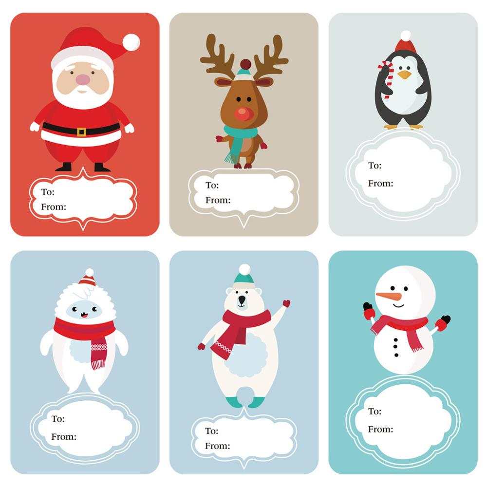 6 Ontwerpen Lijm Kerstcadeau Naam Tags Aanwezig Seal Labels Kerst Decals Pakket Xmas Stickers 1 Roll (250 stuks) 45P