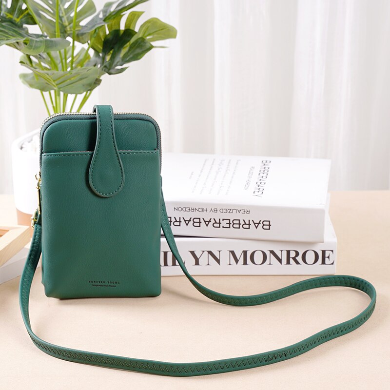 Multifunctionele damesportemonnee telefoonhoesje all-match draagbare portemonnee voor kleingeld multifunctionele portemonnee: Groen  yc86