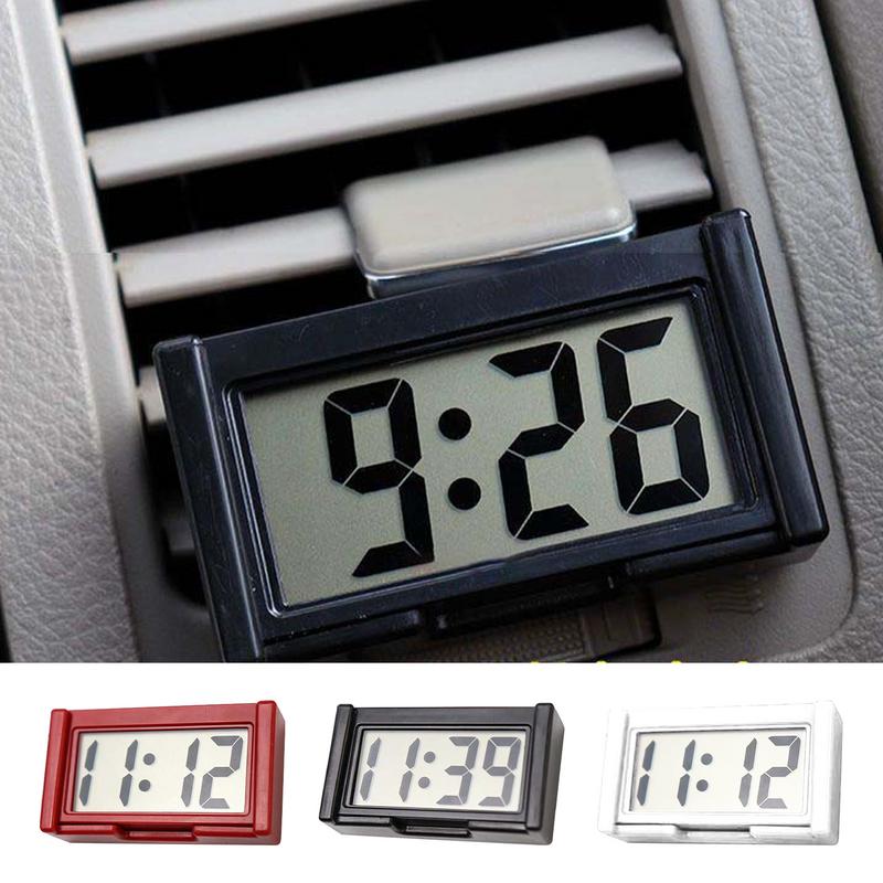 Mini horloge numérique décorative pour voiture, grand écran, Mini horloge de tableau de bord, ornement auto-adhésif, accessoires électroniques de voiture