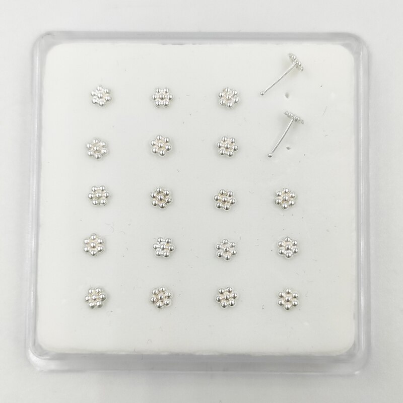 925 nasenstecker aus sterlingsilber mit blumenmotiv, 20 stück/packung