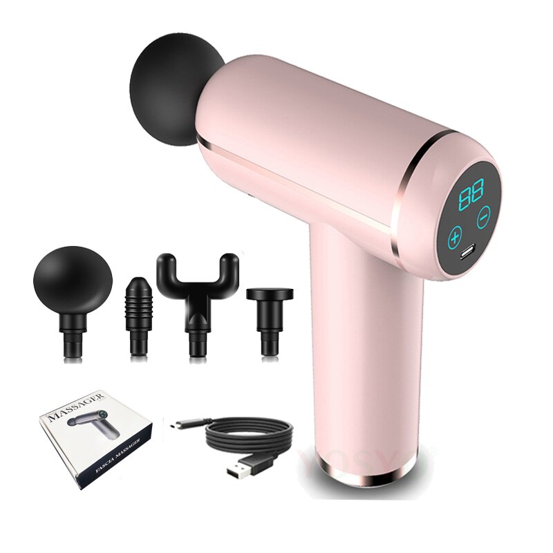 Minipistola de masaje muscular LCD para mujer, masajeador Fascial de 32 velocidades, alivio del dolor corporal, 2022: M16XYZ-Pink