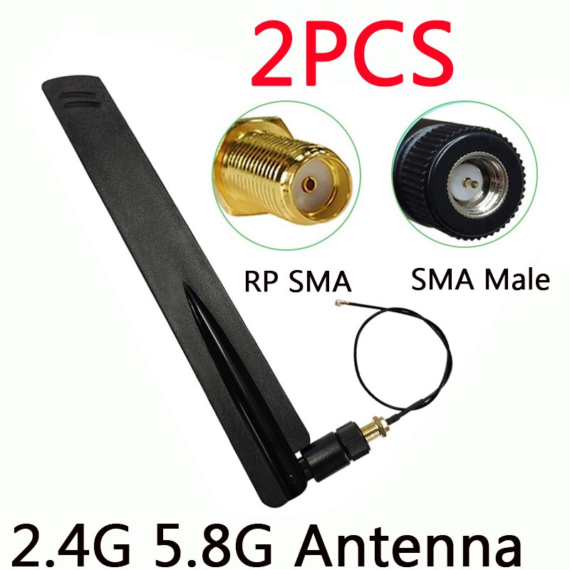 2.4GHz 5GHz 5.8Ghz wifi Antennareal RP-SMA Dual Band 8dBi 2.4G 5G 5.8G Antena aerial SMA female + ufl./ IPX 1.13 Pigtail Cable: 2PCS MC