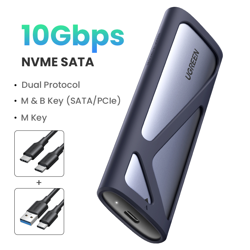 UGREEN M2 SSD Case NVME SATA Dual Protocol M.2 to USB Type C 3.1 SSD Adapter for NVME PCIE NGFF SATA SSD Disk Box M.2 SSD Case